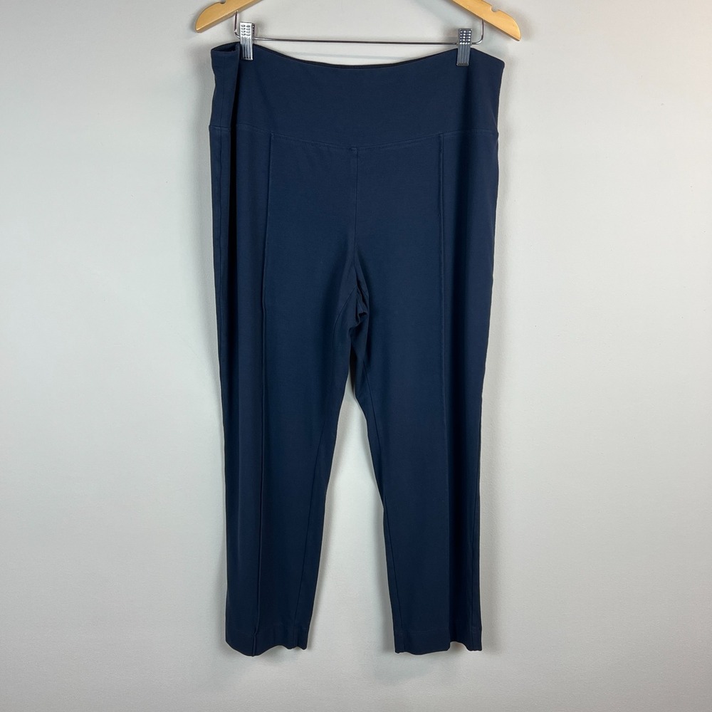 J Jill Wearever Collection Pants Womens PL‎ Navy Blue Smooth Fit Slim Leg Ankle